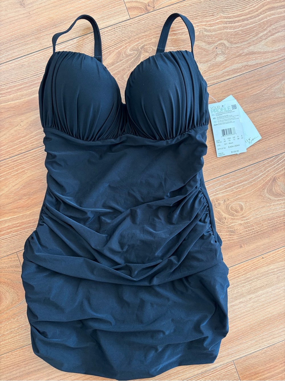 Profile By Gottex Black Ruched One-Piece Swimdress